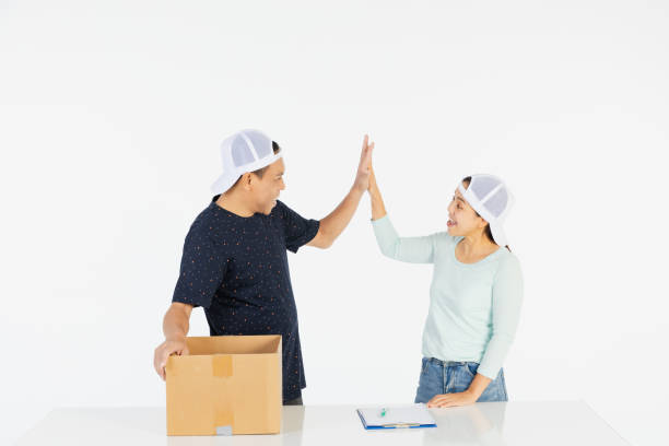 Packing, Box, donation, Asian, studio, whitebackground.