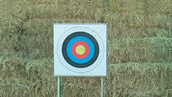 Archery target, arrow misses the target.