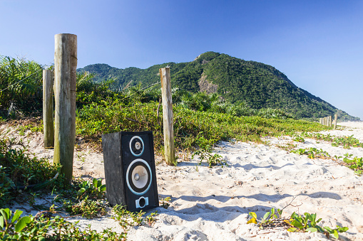 Speaker at the beach.