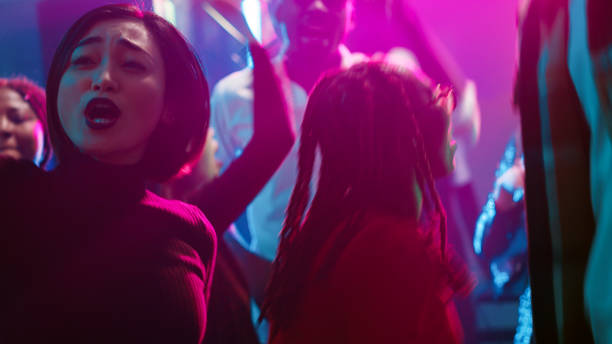 istock Cheerful man recording vlog at club 1483042690