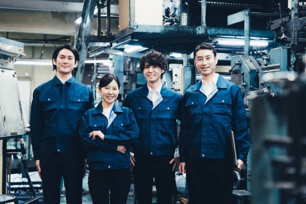 istock Group photo of factory workers 1483043978