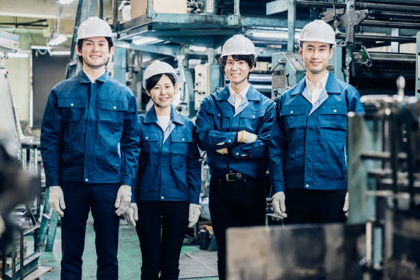 istock Group photo of factory workers 1483044001