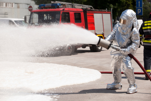 Rescue Fire fighter practice extinguishing