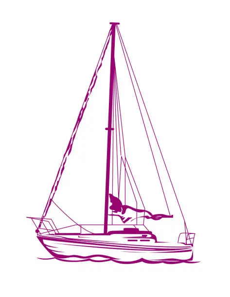 Vector illustration of Simple Sailboat On A Transparent Background