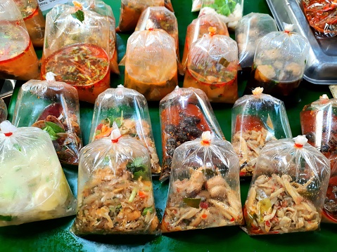 Take out food in plastic bags - Bangkok Street food.