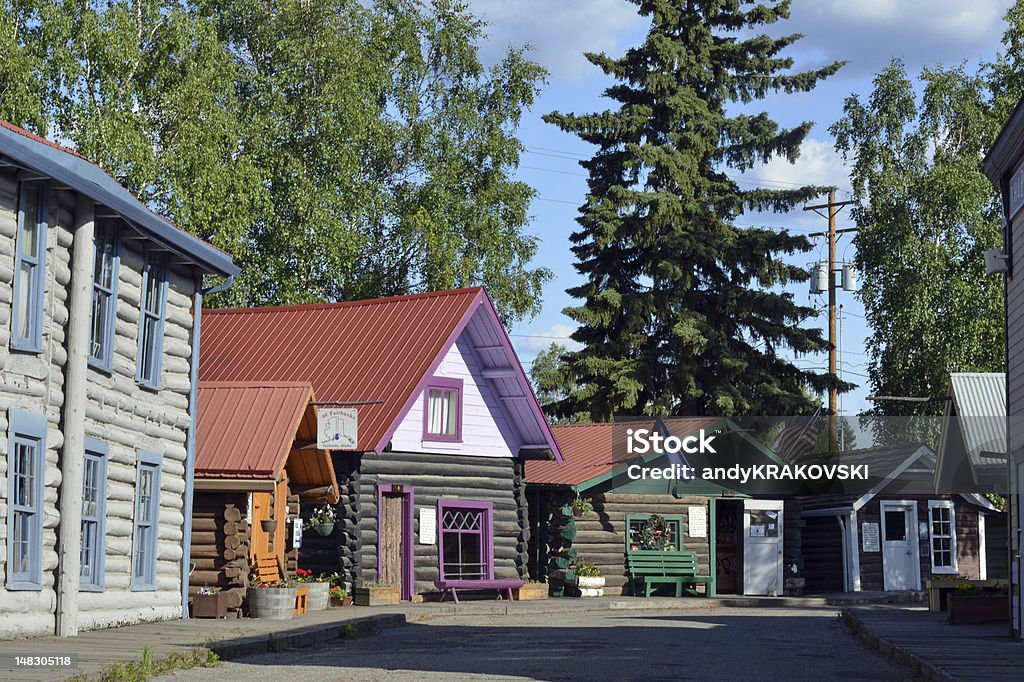 Maisons historiques de l'époque de la ruée vers l'or, Alaska - Photo de Fairbanks libre de droits