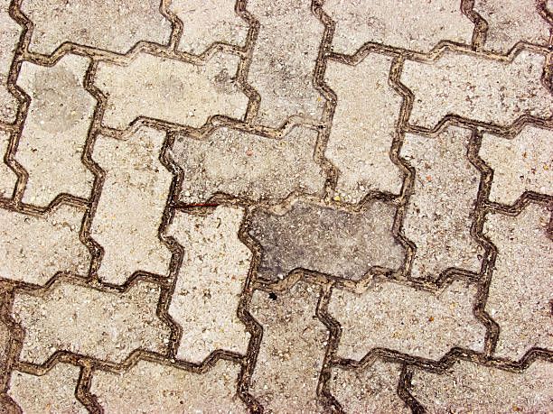 Interlocking concrete brick paving stock photo