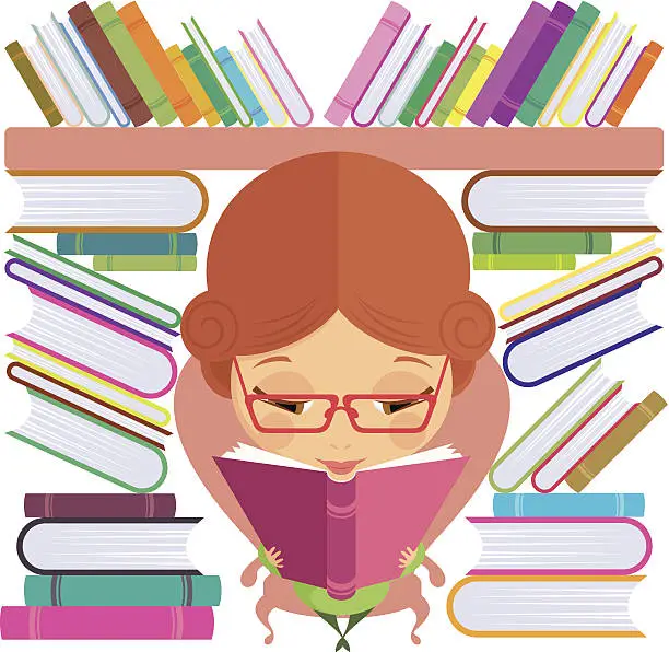 Vector illustration of Bookworm.