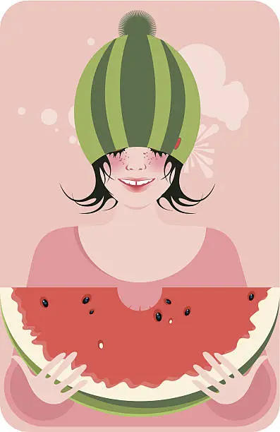 Vector illustration of Red melon.