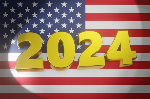 2024 and the USA Flag where elections are due