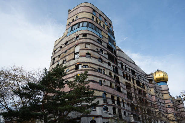 Darmstadt, Germany - November 10, 2021: The Waldspirale residential building designed by Friedensreich Hundertwasser.