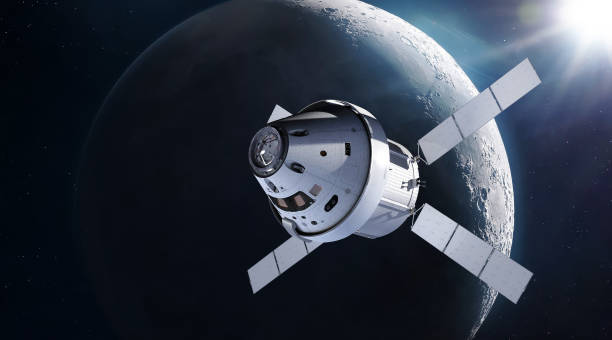 Orion spacecraft on orbit of Moon. Spaceship of Artemis mission with astronauts near Moon surface. Exploration of our satellite. Return on Moon. Elements of this image furnished by NASA Orion spacecraft on orbit of Moon. Spaceship of Artemis mission with astronauts near Moon surface. Exploration of our satellite. Return on Moon. Elements of this image furnished by NASA (url:https://images-assets.nasa.gov/image/PIA00405/PIA00405~small.jpg https://www.nasa.gov/sites/default/files/styles/full_width_feature/public/thumbnails/image/nasa_orion_spacecraft.png) Artemis stock pictures, royalty-free photos & images
