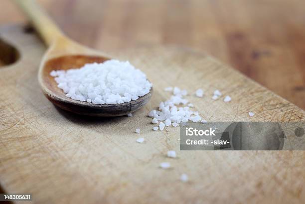 Wooden Spoon With Salt Stock Photo - Download Image Now - Clean, Close-up, Cooking