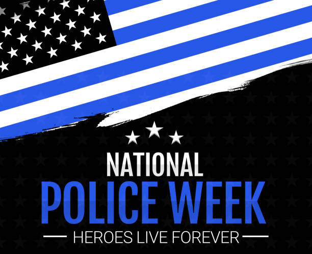 istock National Police Week backdrop with a blue and black stars and borders. Respect, honor, remember. Police Week typography patriotic design 1483057560