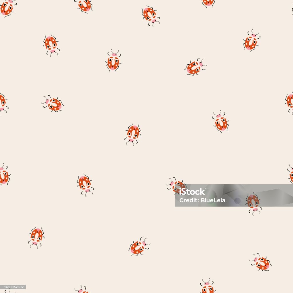 Seamless Pattern With Cute Bugs Colorful Hand Drawn Vector Illustration ...