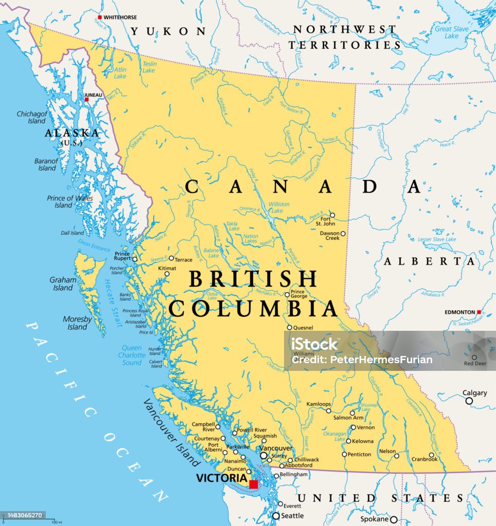 British Columbia Bc Provinz Kanadas Politische Karte Stock Vektor Art ...