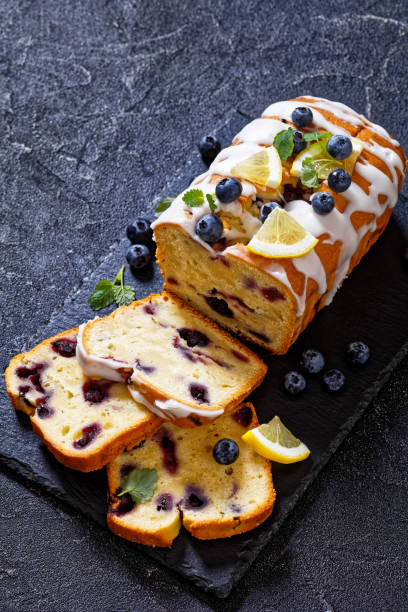 istock Lemon Blueberry Bread with Lemon Glaze, top view 1483065572
