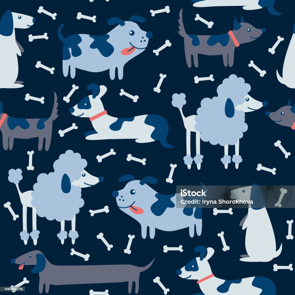 Cartoon Repeat Pattern Repeating Pattern With Cute Cartoon Style Dogs Stock Illustration ...