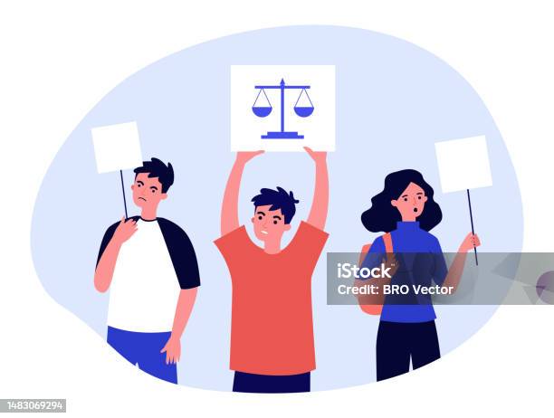 Protesters Fighting For Human Rights Vector Illustration Stock ...