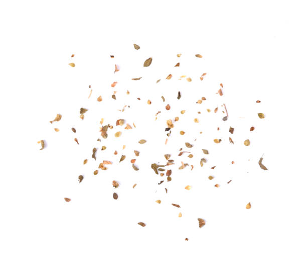 istock dried oregano isolated on white. Top view 1483069828