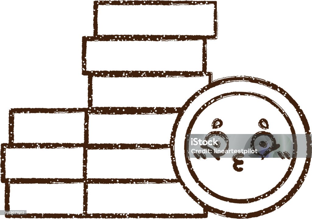 Cartoon Stack Drawing Money Stack Charcoal Drawing Stock Illustration - Download Image Now ...