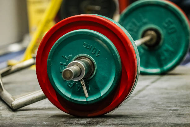 istock close-up barbell lying on platform, befor deadlift in powerlifting competition 1483073152