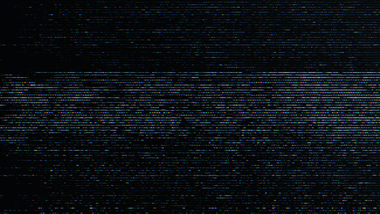 Bad TV signal. High Resolution VHS noise and glitches overlay design elements on black background