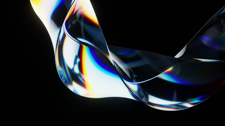 Colorful curve glass with dispersion, 3d rendering.