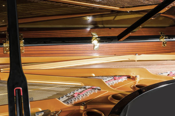 istock Inner details of luxury grand piano such as hammers, strings and pins 1483077766