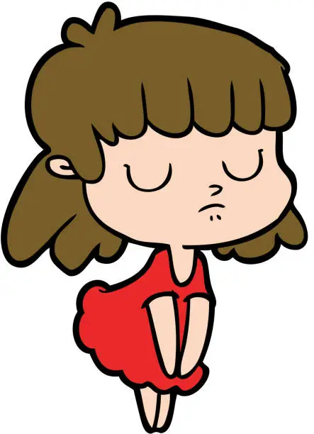 Vector illustration of cartoon indifferent woman