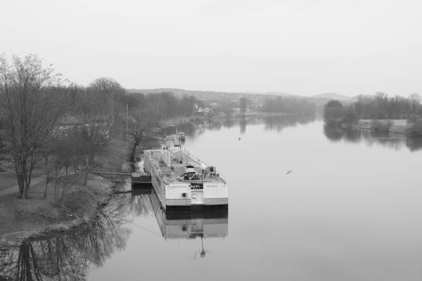 Litomerice, Czechia - March 06, 2023: ship for tourist on Labe river