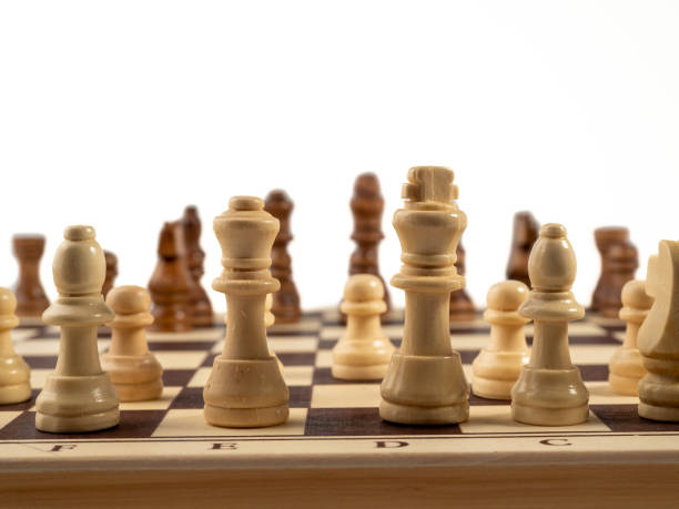 istock Wooden chess on a white background. Board game chess. 1483088141