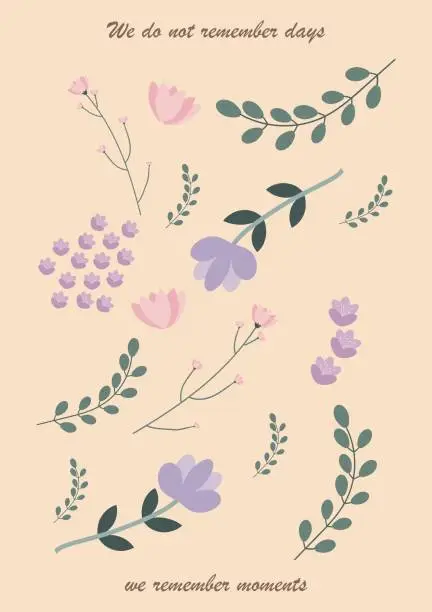 Vector illustration of Abstract floral illustration. Flower market poster concept template perfect for postcards, wall art, banner, background etc.