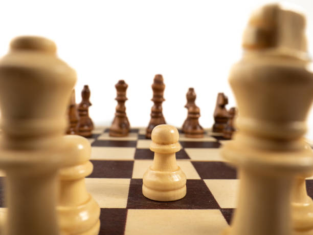 istock Wooden chess on a white background. Board game chess. 1483088634