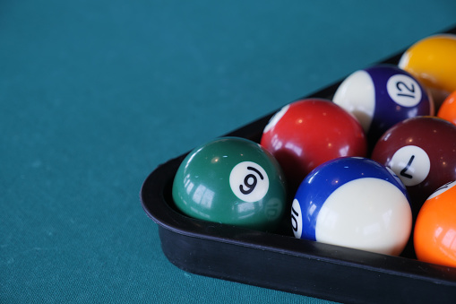 billiard balls for playing pool close up ,