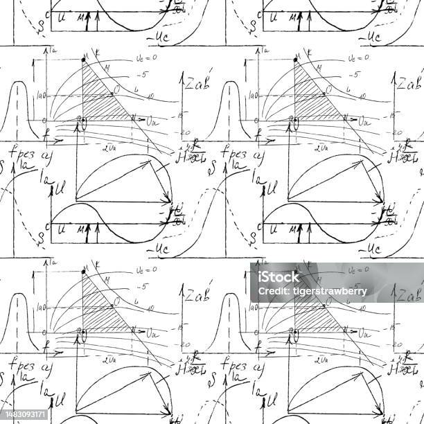 Math And Geometry Seamless Pattern With Handwriting And Drawing Of ...