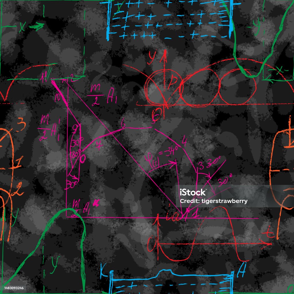 Seamless Pattern Of Math And Geometry Endless Handwriting And Drawing ...