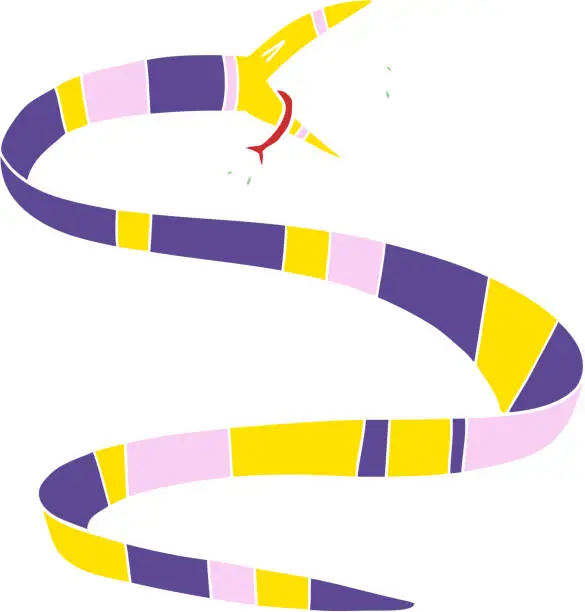 Vector illustration of flat color style cartoon poisonous snake