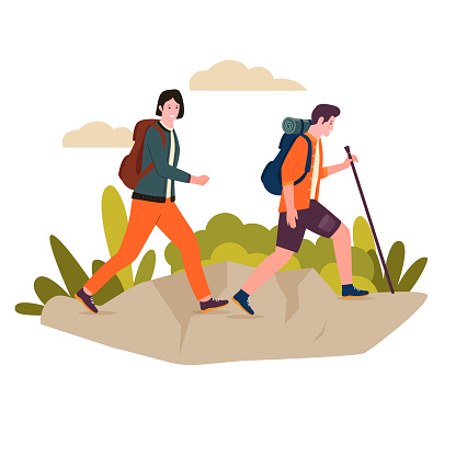 istock Vector illustration of outdoor activity hiking 1483097284