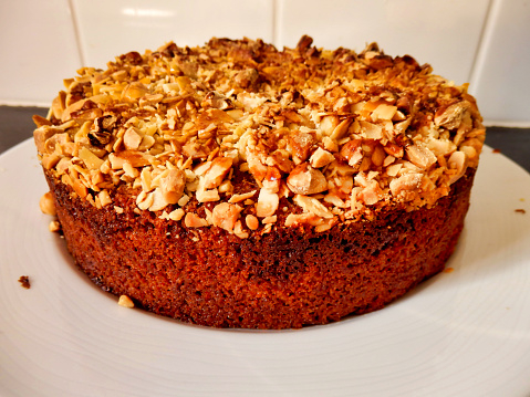 Homemade Crushed Almond and Honey Cake straight out of the oven.