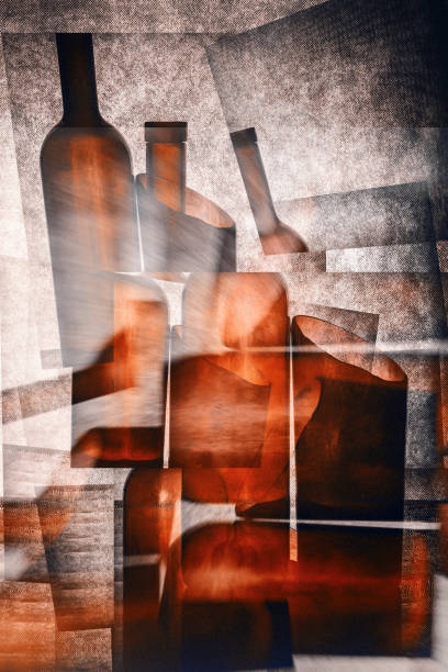 istock Abstract collage with fragments of glass bottles 1483100279