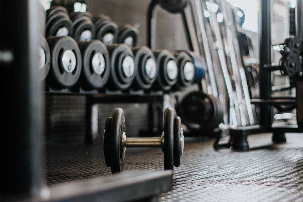 Gym dumbbell on the floor