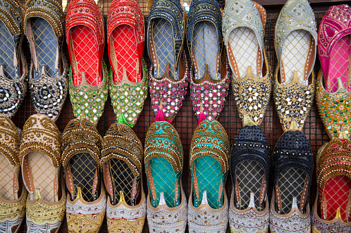 Shoes in Arabian style, market of Dubai