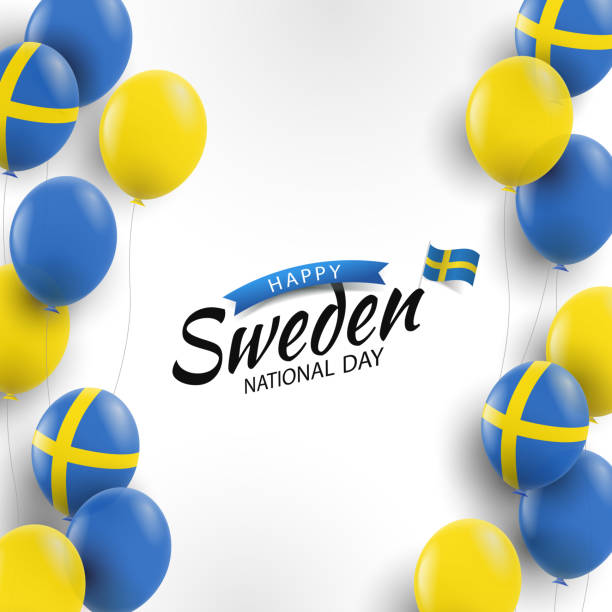 Sweden National Day Vector Illustration of Sweden National Day. Background with balloons swedish flag stock illustrations