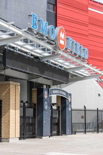 Member entrance to BMO Field on a sunny afternoon Toronto, Canada - March 24,2023 : Member entrance to BMO Field on a sunny afternoon entrence stock pictures, royalty-free photos & images