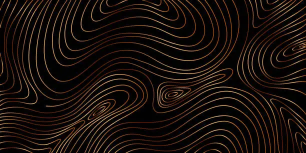 Vector illustration of Golden linear wood grain texture.