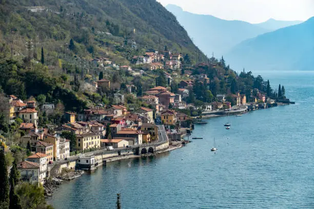 scenic view to village Argegno at lake Como in Italy