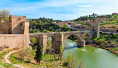 Puente de Alcantara- Roman arch bridge in Toledo- tourism in Spain