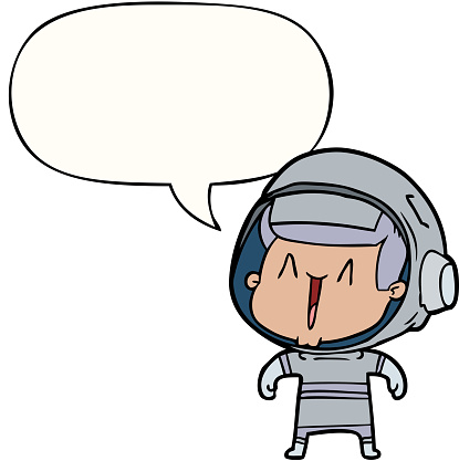 cartoon astronaut man with speech bubble