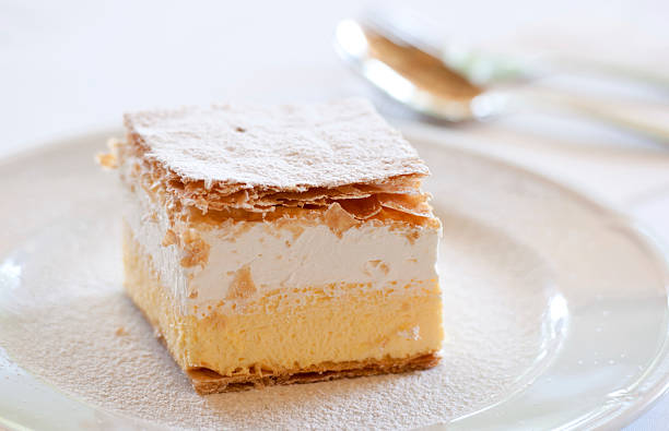 Cream cake Delicious cream cake. Special famous cake from Bled, Slovenia. cream cake stock pictures, royalty-free photos & images